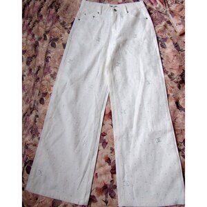 Chanel Women Pants, sz. M, made in Italy, White, Cotton